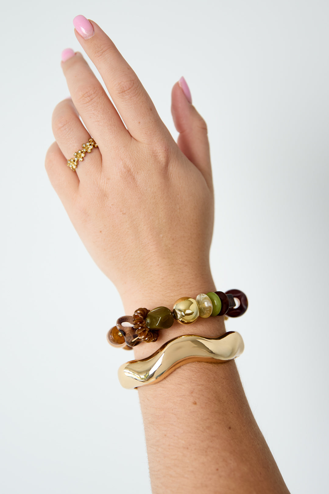 Braccialetti in acrilico con perline, forma irregolare, semplici, per tutti i giorni, serie Simple, gioielli da donna