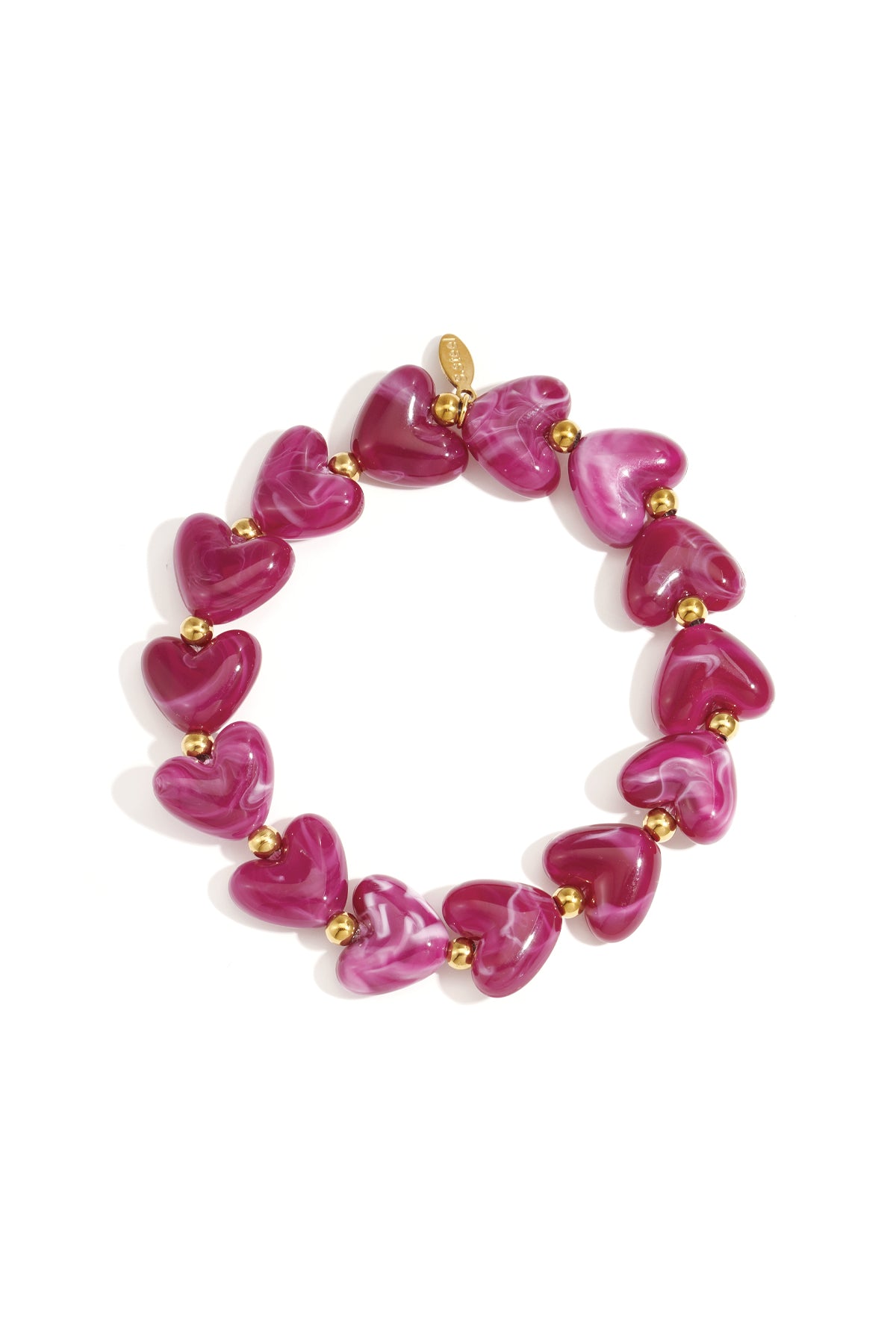 Bracciale elastico con perline a forma di cuore