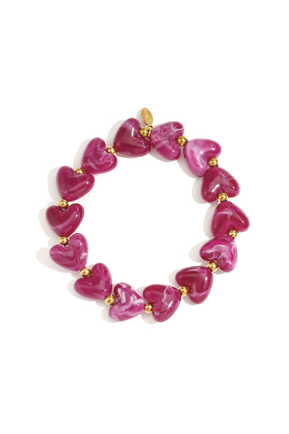 Bracciale elastico con perline a forma di cuore