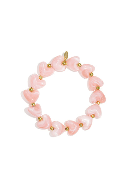 Bracciale elastico con perline a forma di cuore