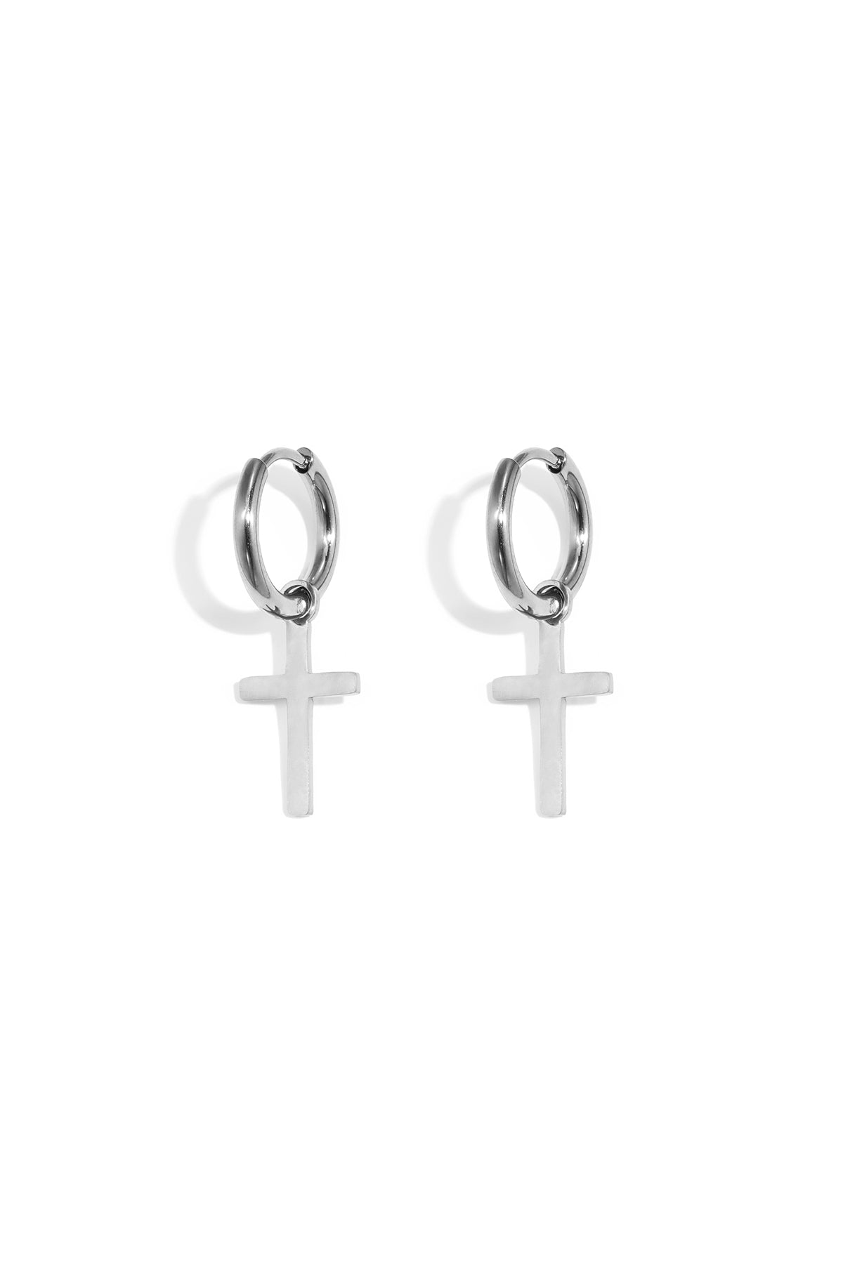 Orecchini pendenti in acciaio inossidabile con croce, semplici, della serie Daily Simple, gioielli da donna.