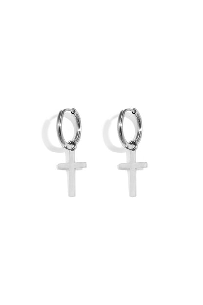 Orecchini pendenti in acciaio inossidabile con croce, semplici, della serie Daily Simple, gioielli da donna.
