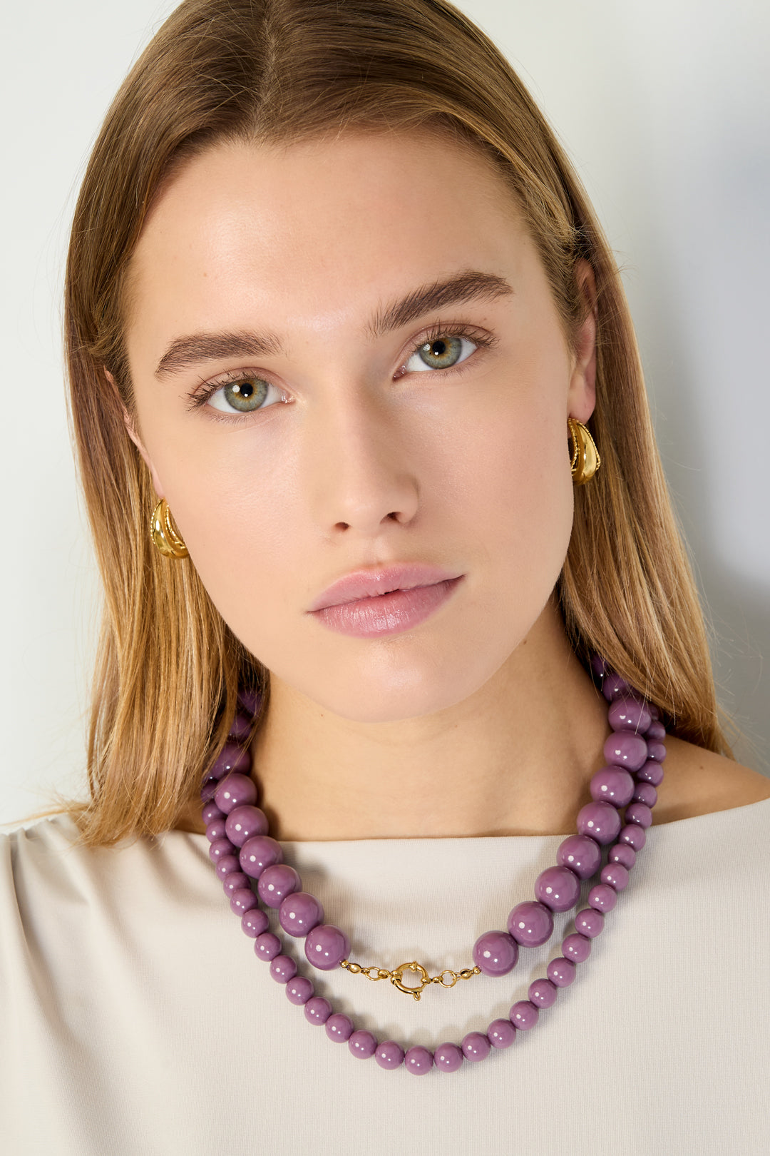 Collana con perle grandi e chiusura frontale-15mm