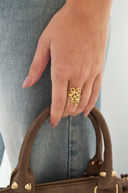Anelli in acciaio inossidabile con fiori, casual, semplici, da indossare tutti i giorni, gioielli da donna