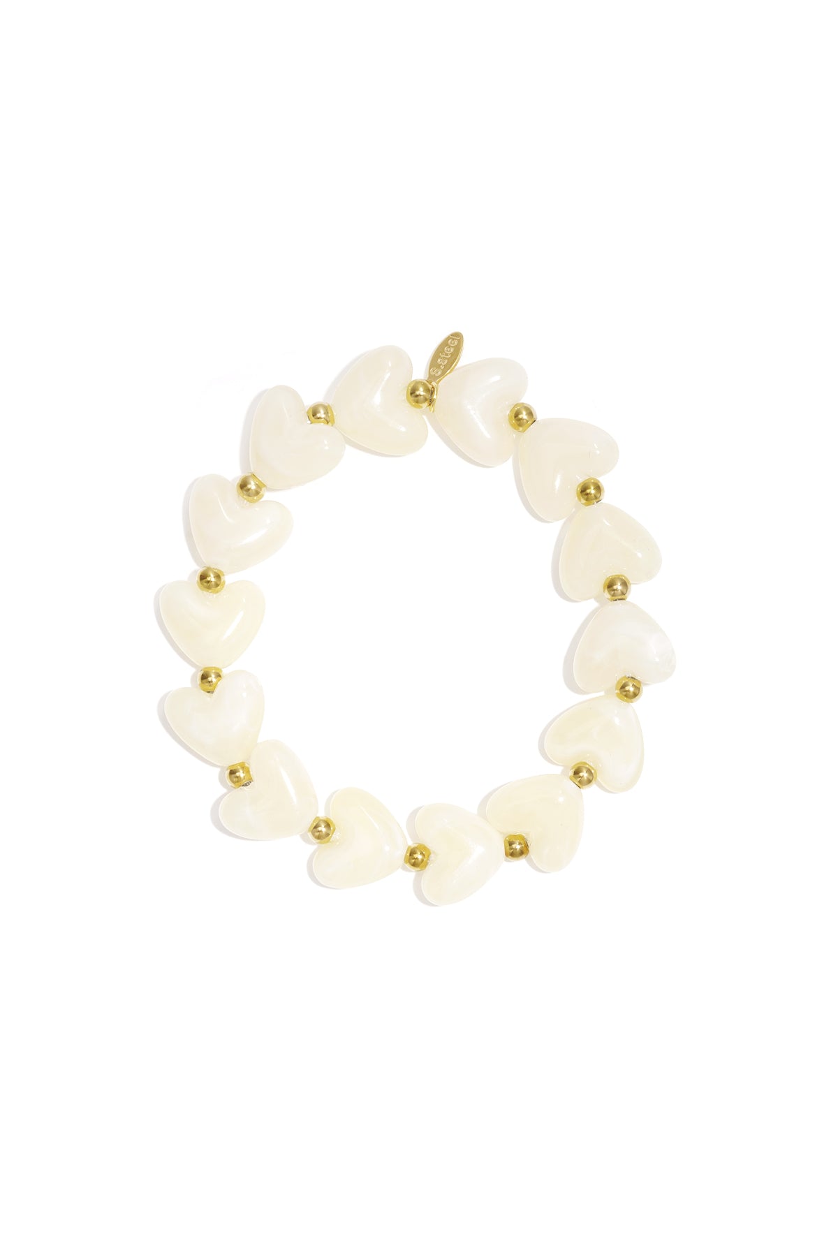 Bracciale elastico con perline a forma di cuore