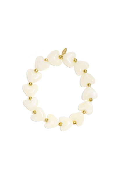 Bracciale elastico con perline a forma di cuore