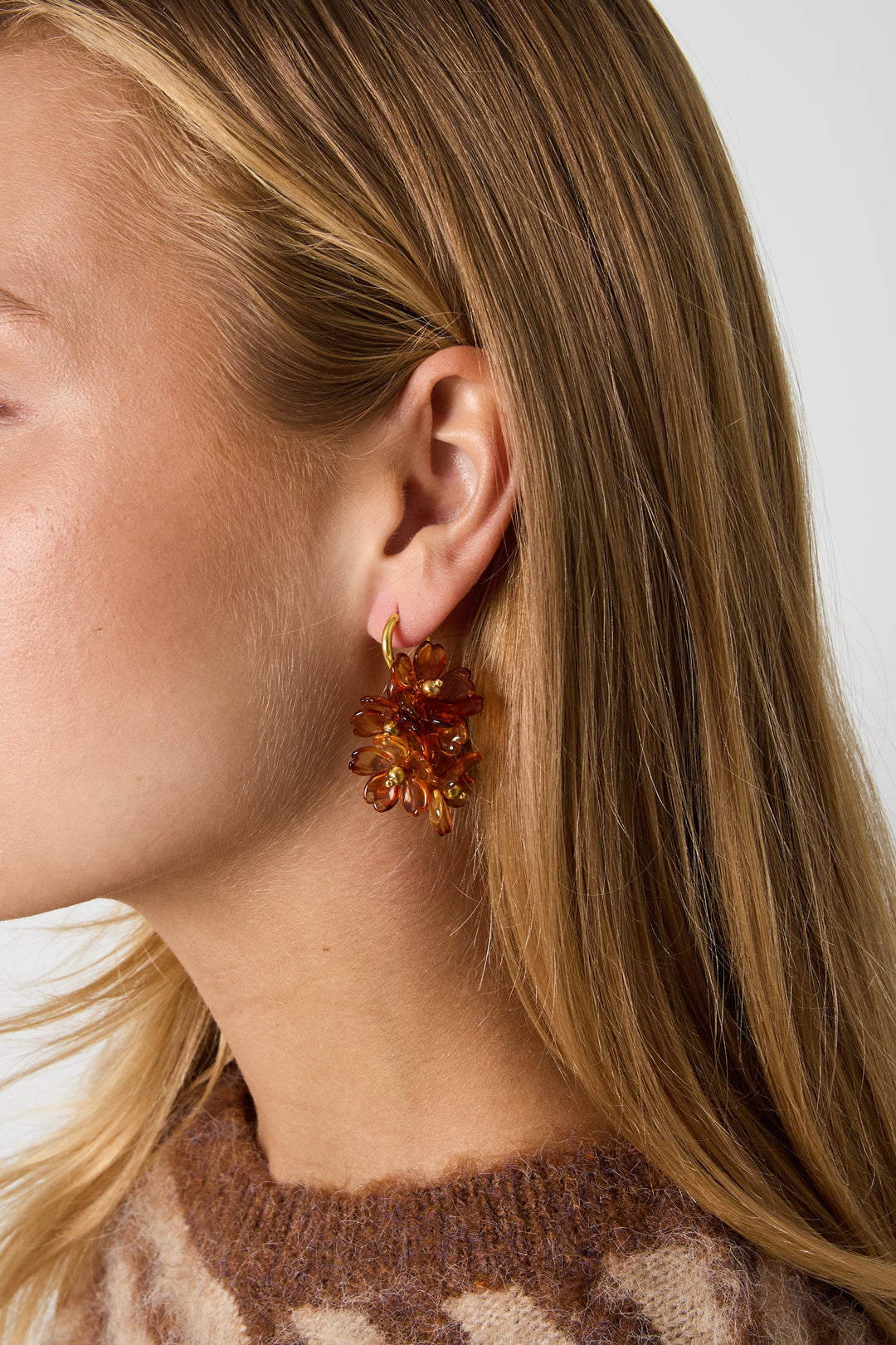 Orecchini con perline in acciaio inossidabile, modello Fiore, serie Semplice per tutti i giorni, gioielli da donna