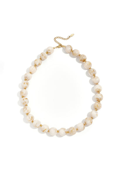 Collana di perline con perle dorate da 135 mm