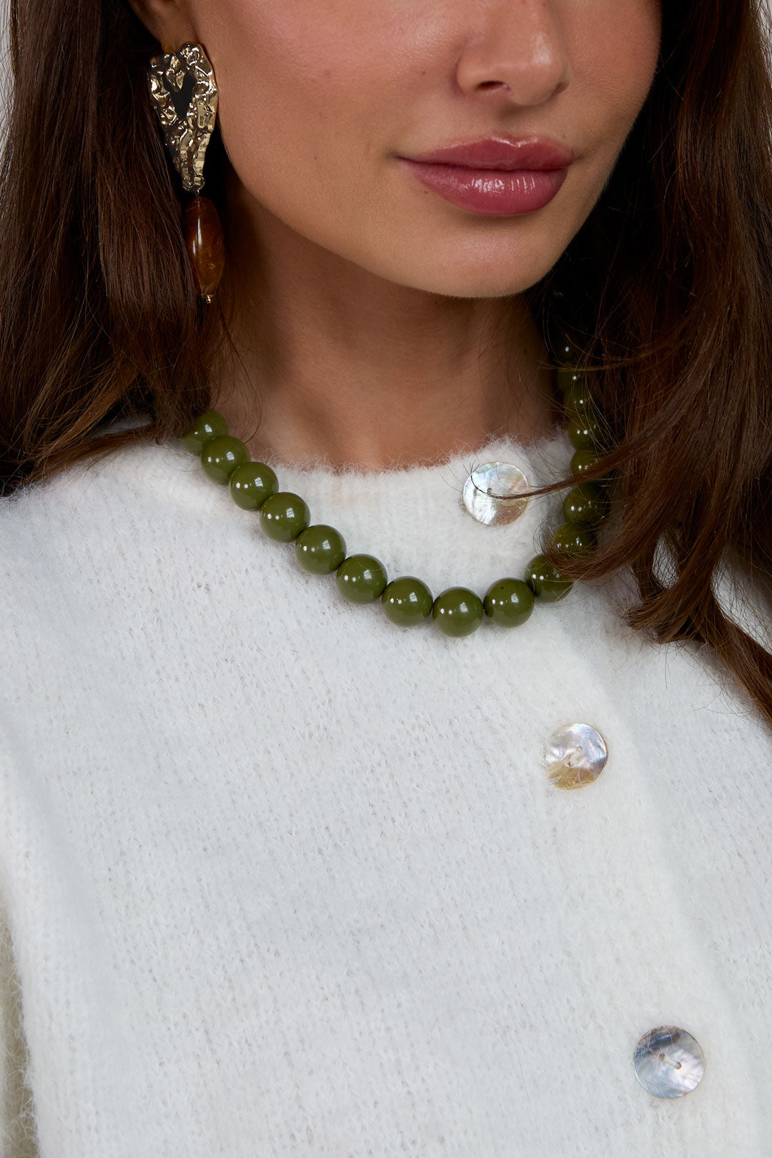 Collana con perle grandi e chiusura frontale-15mm