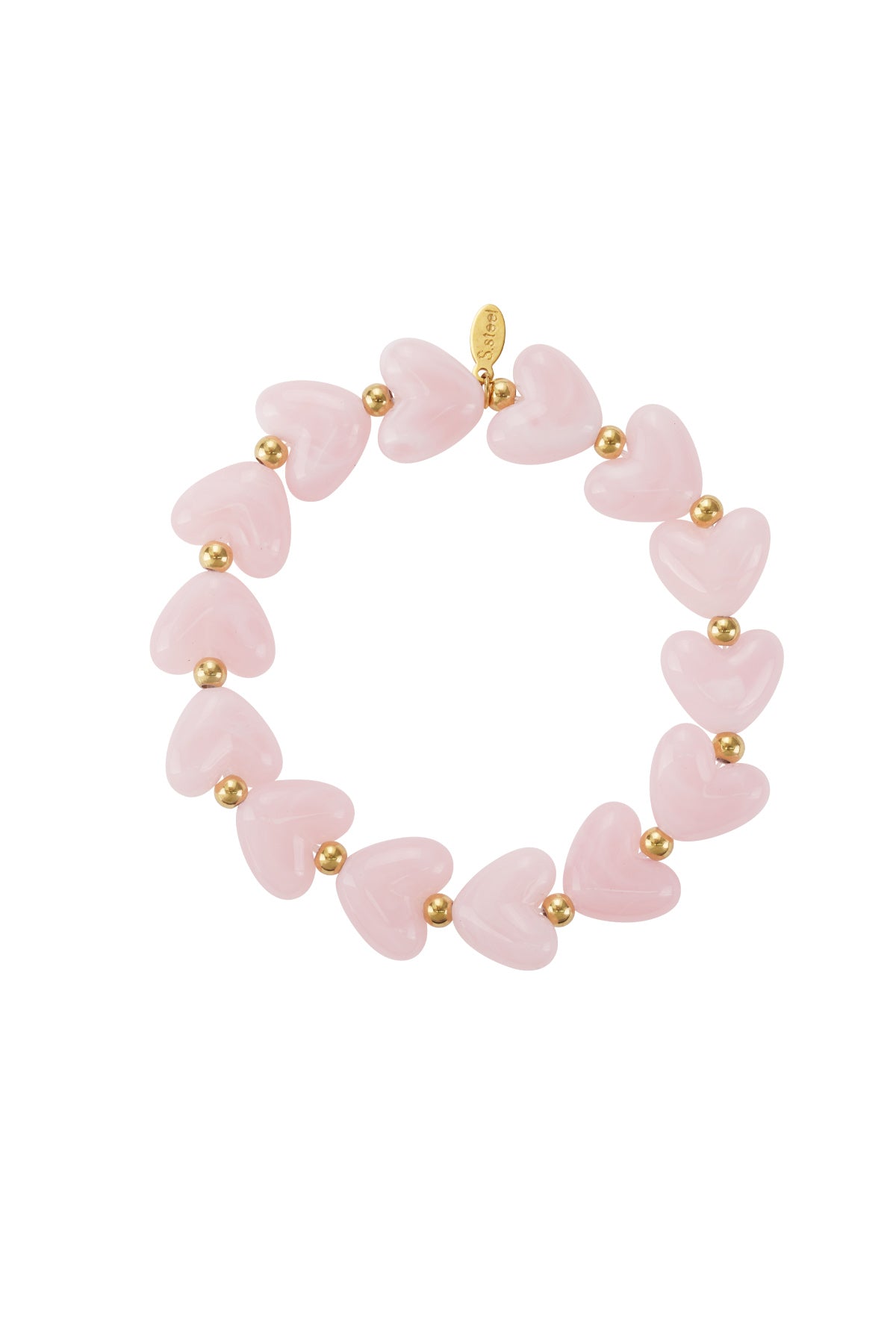 Bracciale elastico con perline a forma di cuore