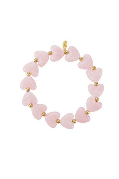 Bracciale elastico con perline a forma di cuore