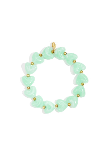 Bracciale elastico con perline a forma di cuore