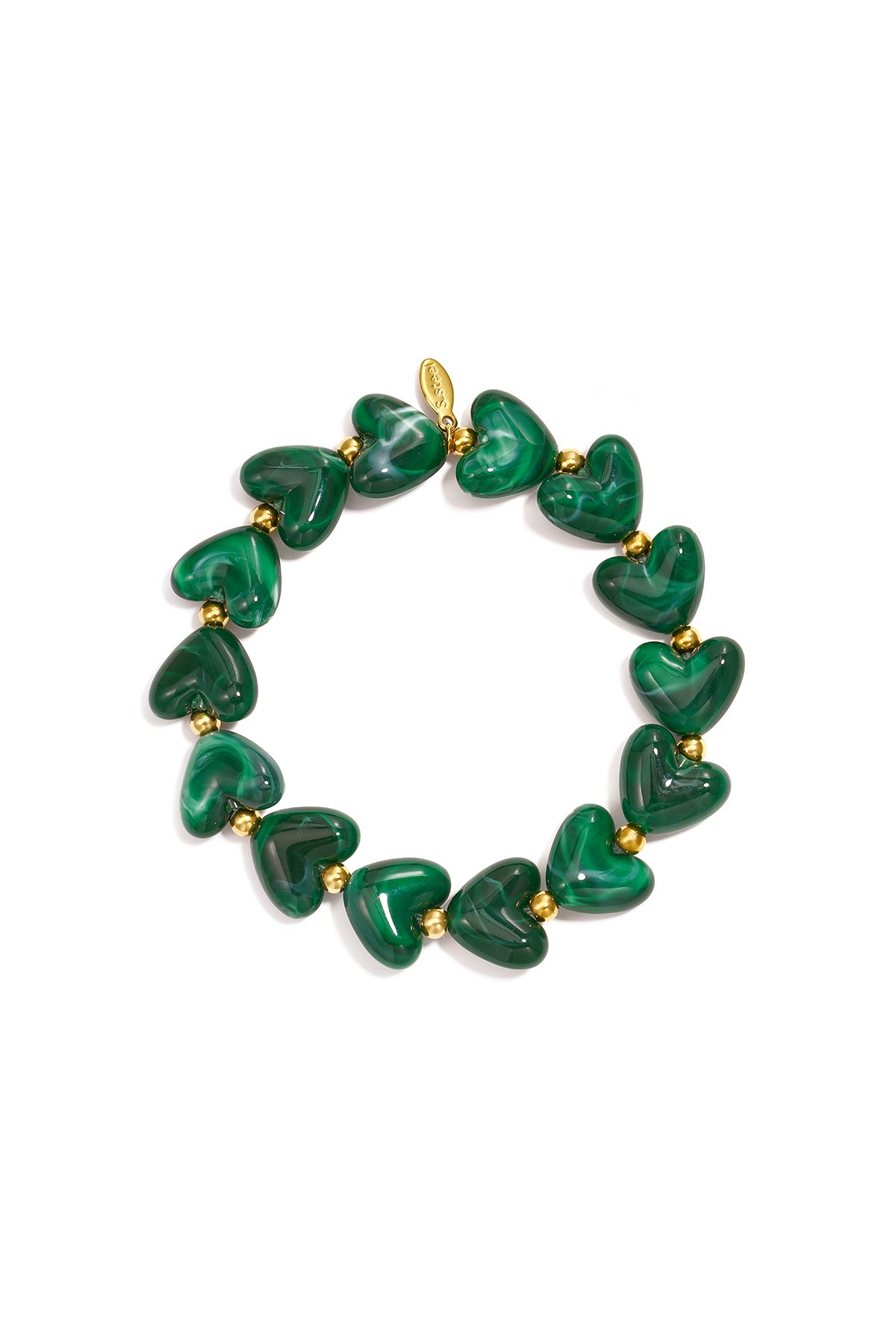 Bracciale elastico con perline a forma di cuore