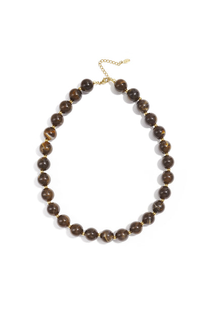 Collana di perline con perle dorate da 135 mm