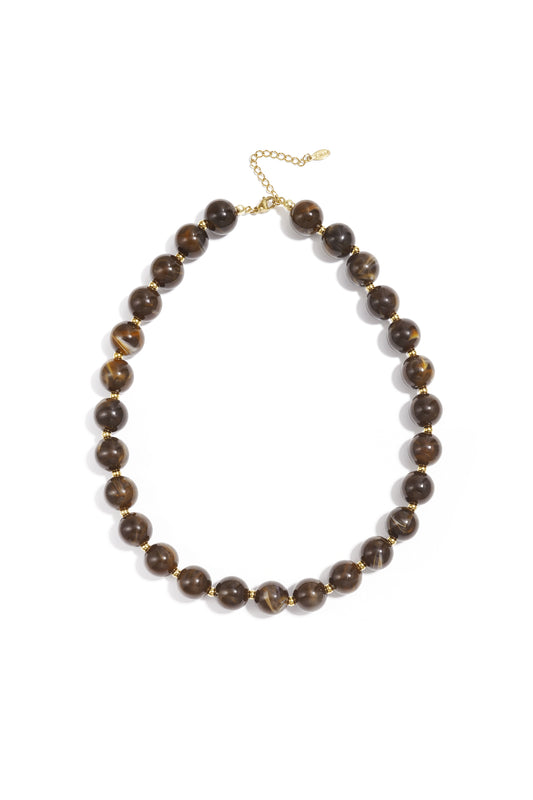 Collana di perline con perle dorate da 135 mm