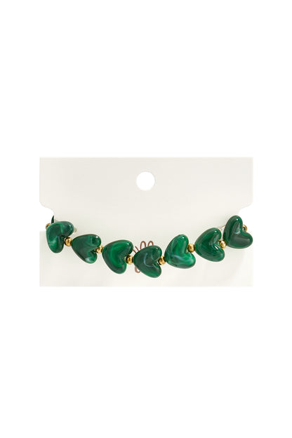 Bracciale elastico con perline a forma di cuore