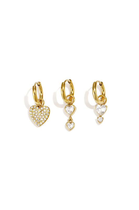 Set di orecchini in acciaio inossidabile a forma di cuore, serie Simple, gioielli da donna.