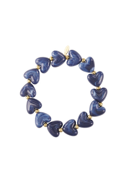 Bracciale elastico con perline a forma di cuore