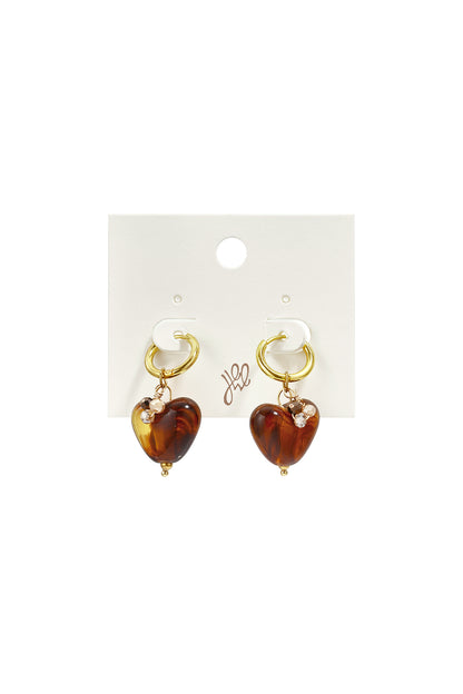 Orecchini a forma di cuore con perline in acciaio inossidabile, serie Simple Daily Simple, gioielli da donna.