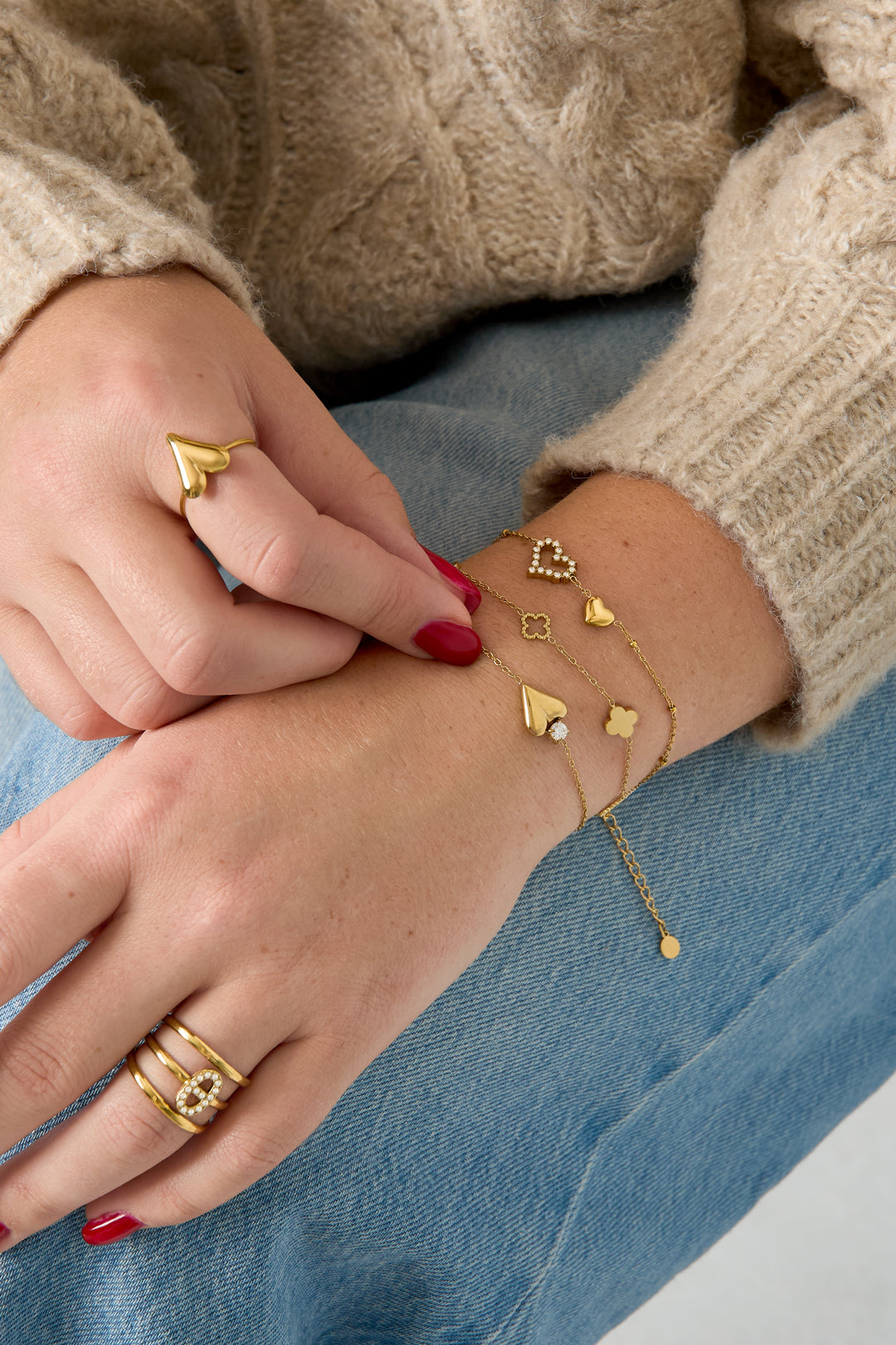 Braccialetti con ciondoli a forma di cuore in acciaio inossidabile, serie Simple Daily Simple, gioielli da donna