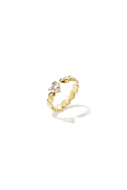 Anello con cuori e zirconi cubici alternati