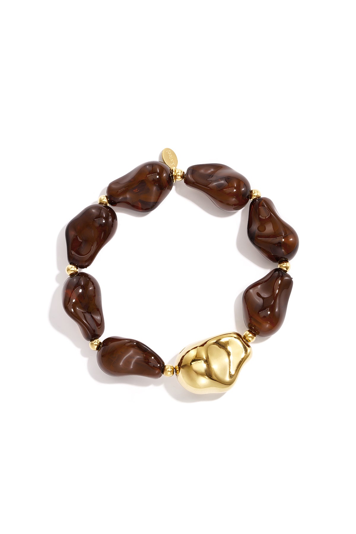 Bracciali da donna in acciaio inossidabile con perline, forma irregolare, casual, semplici, per tutti i giorni.
