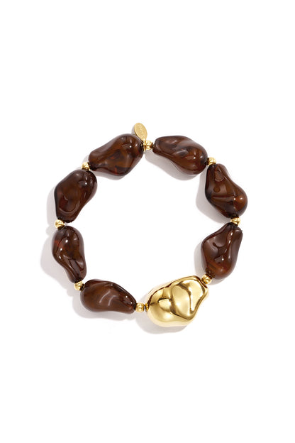 Bracciali da donna in acciaio inossidabile con perline, forma irregolare, casual, semplici, per tutti i giorni.