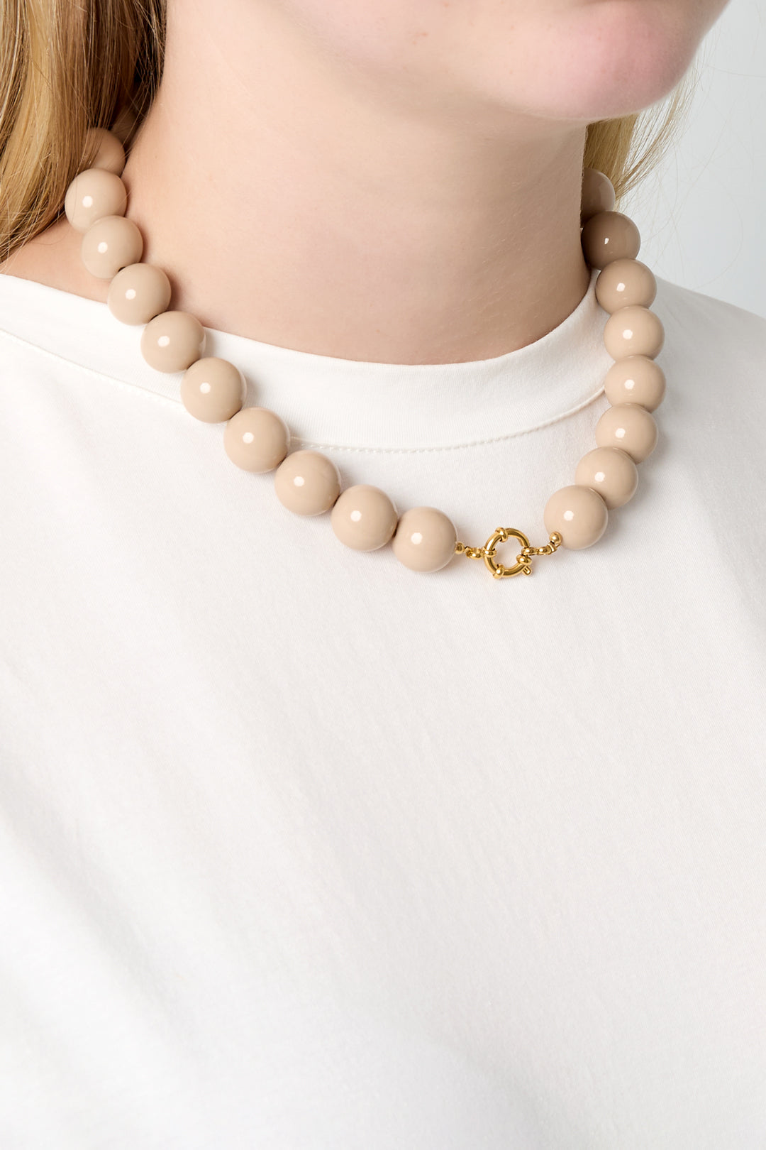 Collana con perle grandi e chiusura frontale-15mm