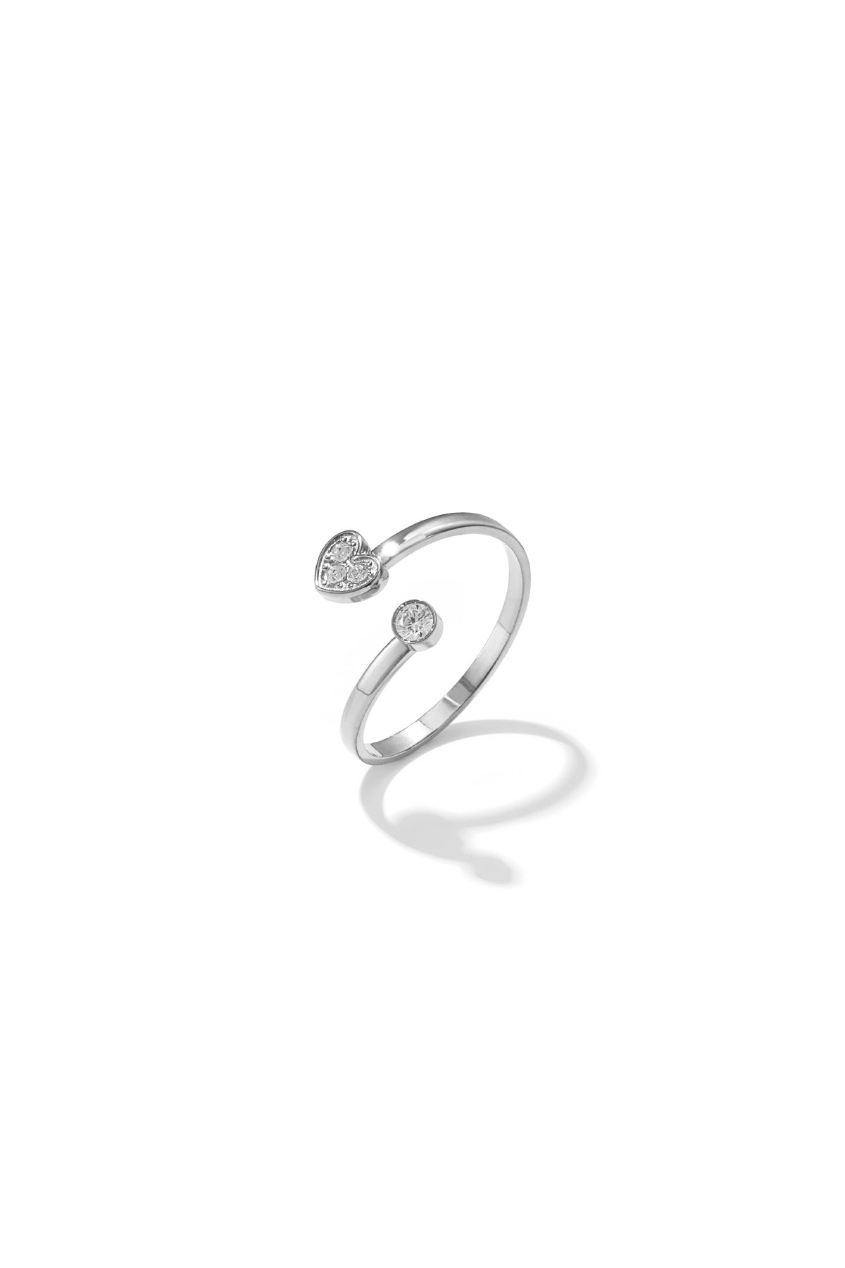 Anello minimalista regolabile con pietre e cuore