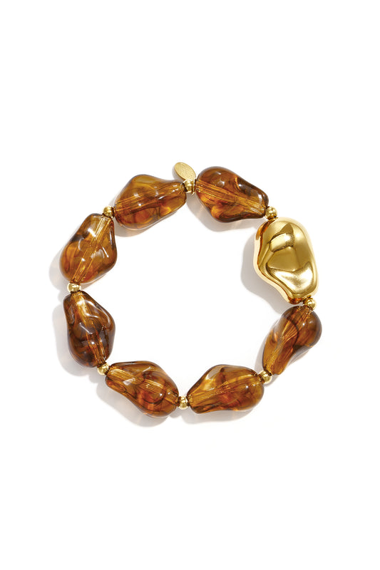 Bracciali da donna in acciaio inossidabile con perline, forma irregolare, casual, semplici, per tutti i giorni.