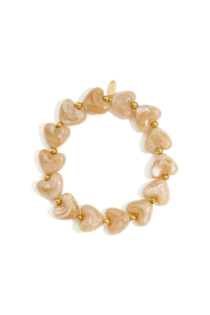 Bracciale elastico con perline a forma di cuore
