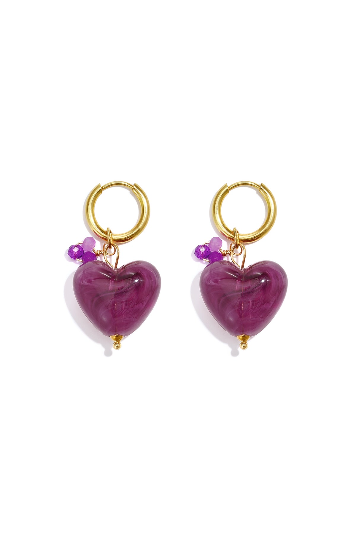 Orecchini a forma di cuore con perline in acciaio inossidabile, serie Simple Daily Simple, gioielli da donna.