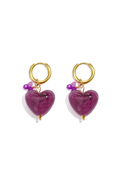 Orecchini a forma di cuore con perline in acciaio inossidabile, serie Simple Daily Simple, gioielli da donna.