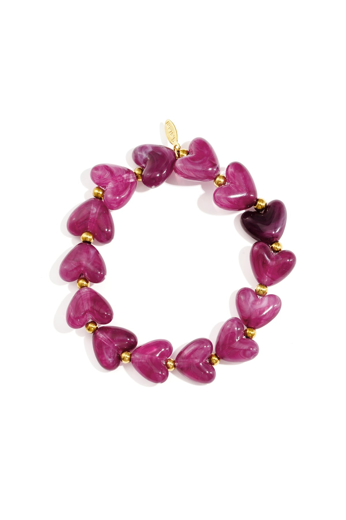 Bracciale elastico con perline a forma di cuore