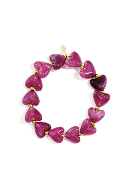 Bracciale elastico con perline a forma di cuore