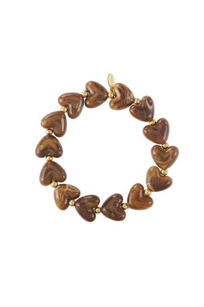 Bracciale elastico con perline a forma di cuore