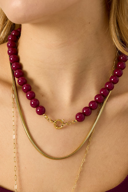 Collana di perline con chiusura frontale - 12 mm