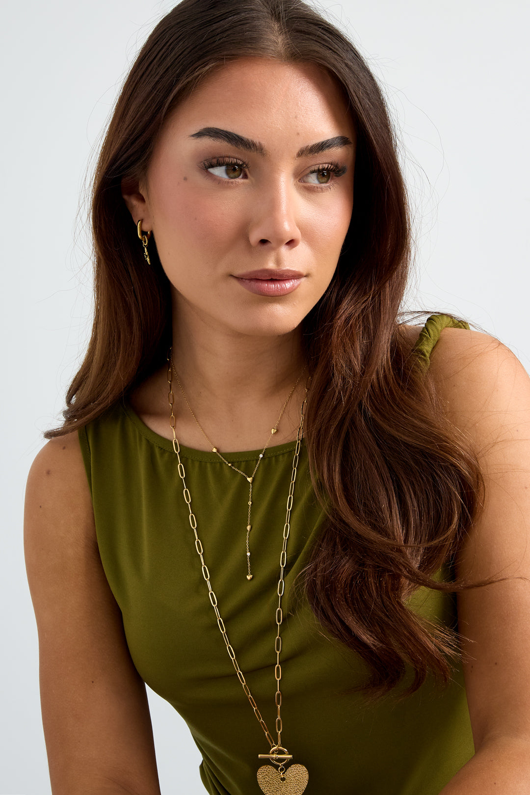 Collana a Y con cuori riempiti