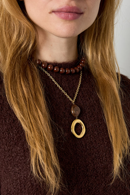 Collane con pendente in acciaio inossidabile, modello Circle, casual, quotidiano, semplice, gioielli da donna