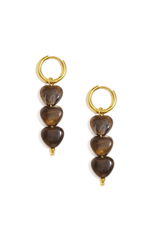 Orecchini a forma di cuore con perline in acciaio inossidabile, serie Simple Daily Simple, gioielli da donna.