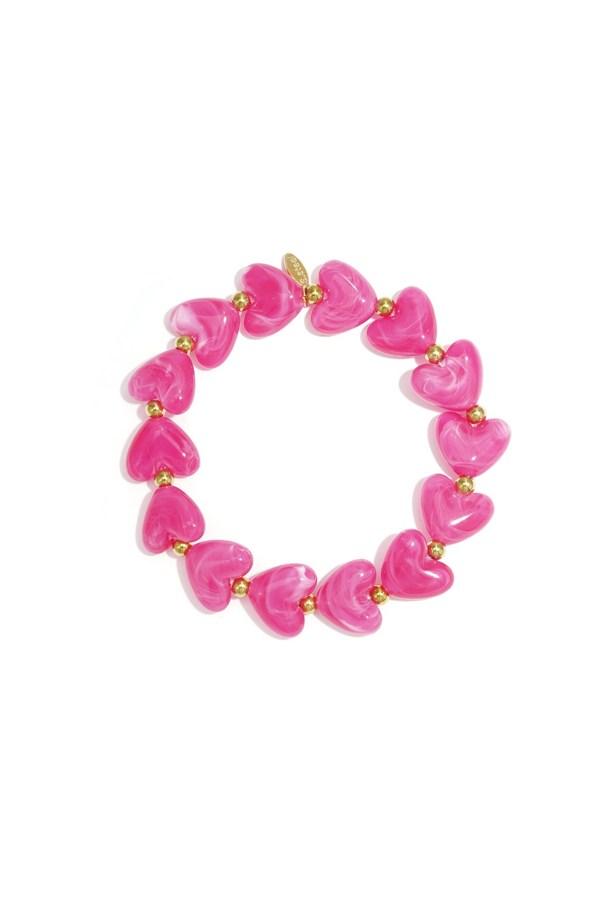 Bracciale elastico con perline a forma di cuore