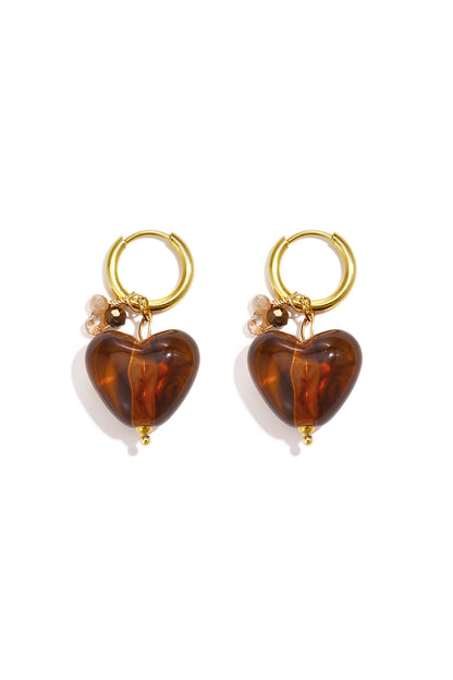 Orecchini a forma di cuore con perline in acciaio inossidabile, serie Simple Daily Simple, gioielli da donna.