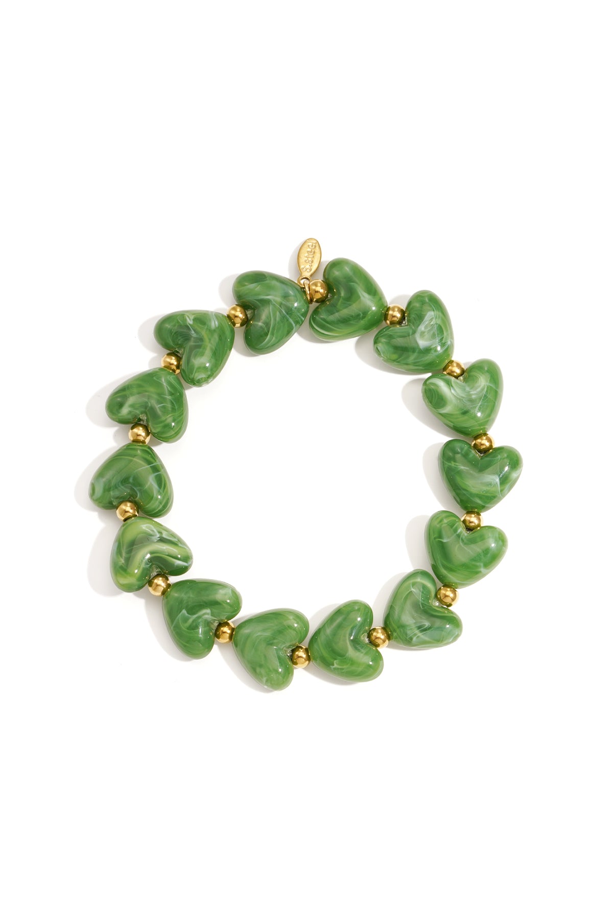 Bracciale elastico con perline a forma di cuore