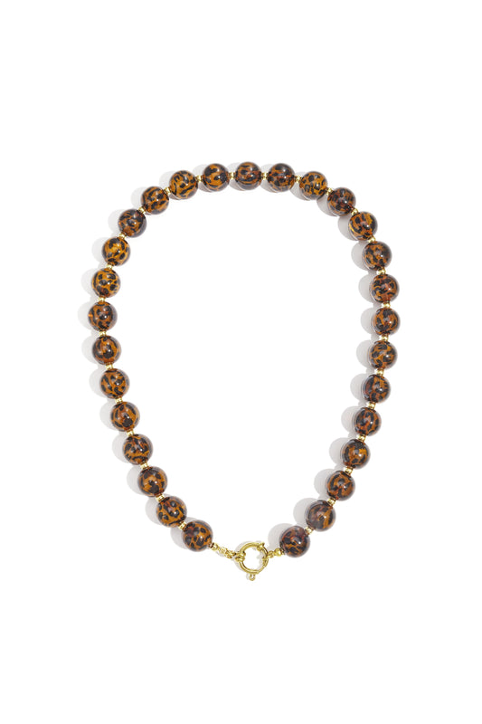 Collane con perline in acrilico, stampa leopardata, retrò, serie classica quotidiana, gioielli da donna - 14 mm