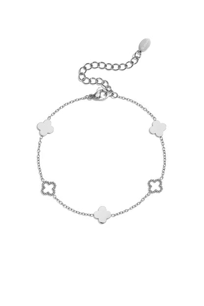 Braccialetti con ciondoli in acciaio inossidabile placcato oro 14 carati, serie Clover Simple Daily Simple, gioielli da donna